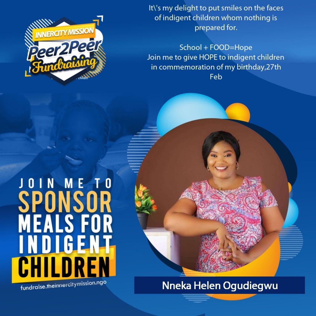 JOIN ME TO SPONSOR NUTRITIOUS MEALS 100 NEEDY CHILDREN