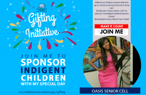 JOIN OASIS SENIOR CELL TO SEND 10 INDIGENT CHILDREN BACK TO SCHOOL