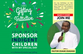 Join me to Sponsor 100 indigent Children Back to School with my Special Day