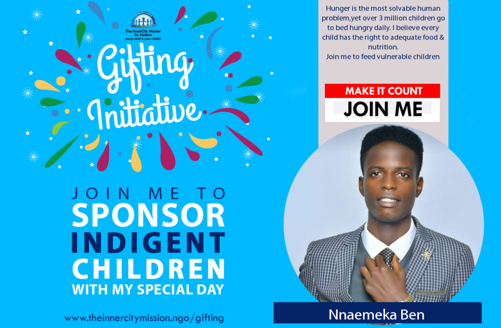 Join Ben & friends sponsor 200 meals for the indigent children as my birthday gifting campaign. 