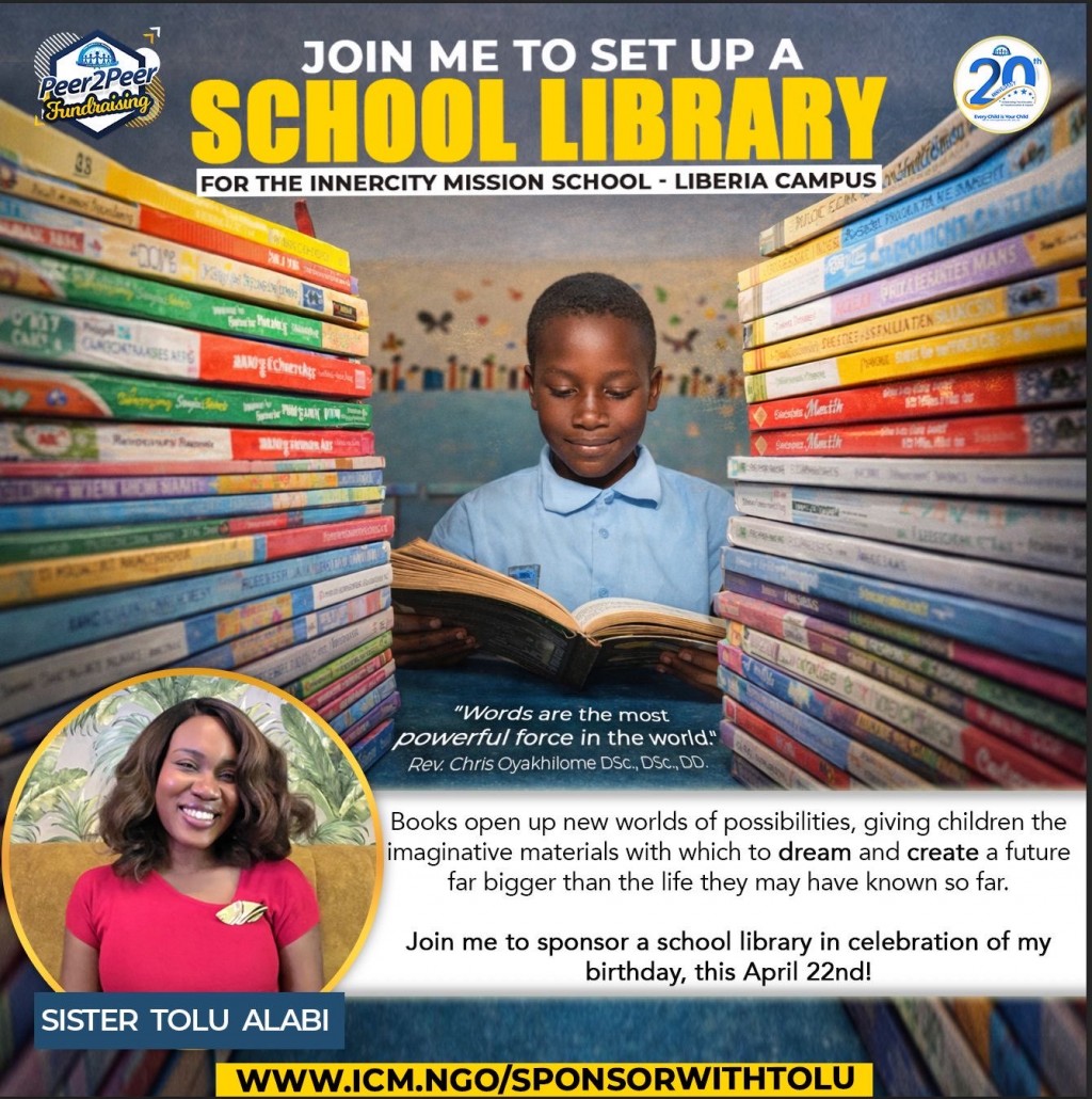 JOIN ME TO BUILD A SCHOOL LIBRARY