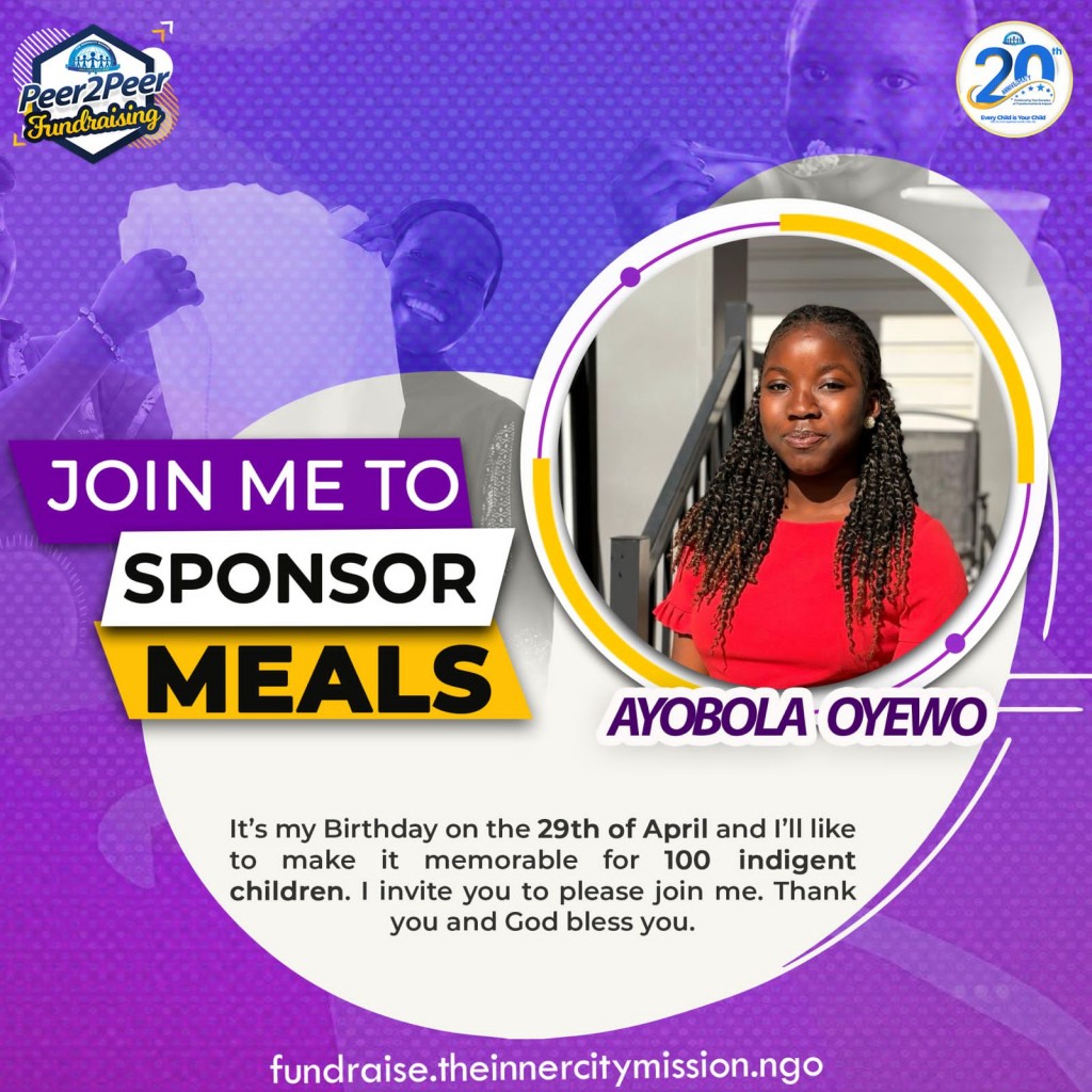 JOIN ME SPONSOR MEALS FOR 100 CHILDREN