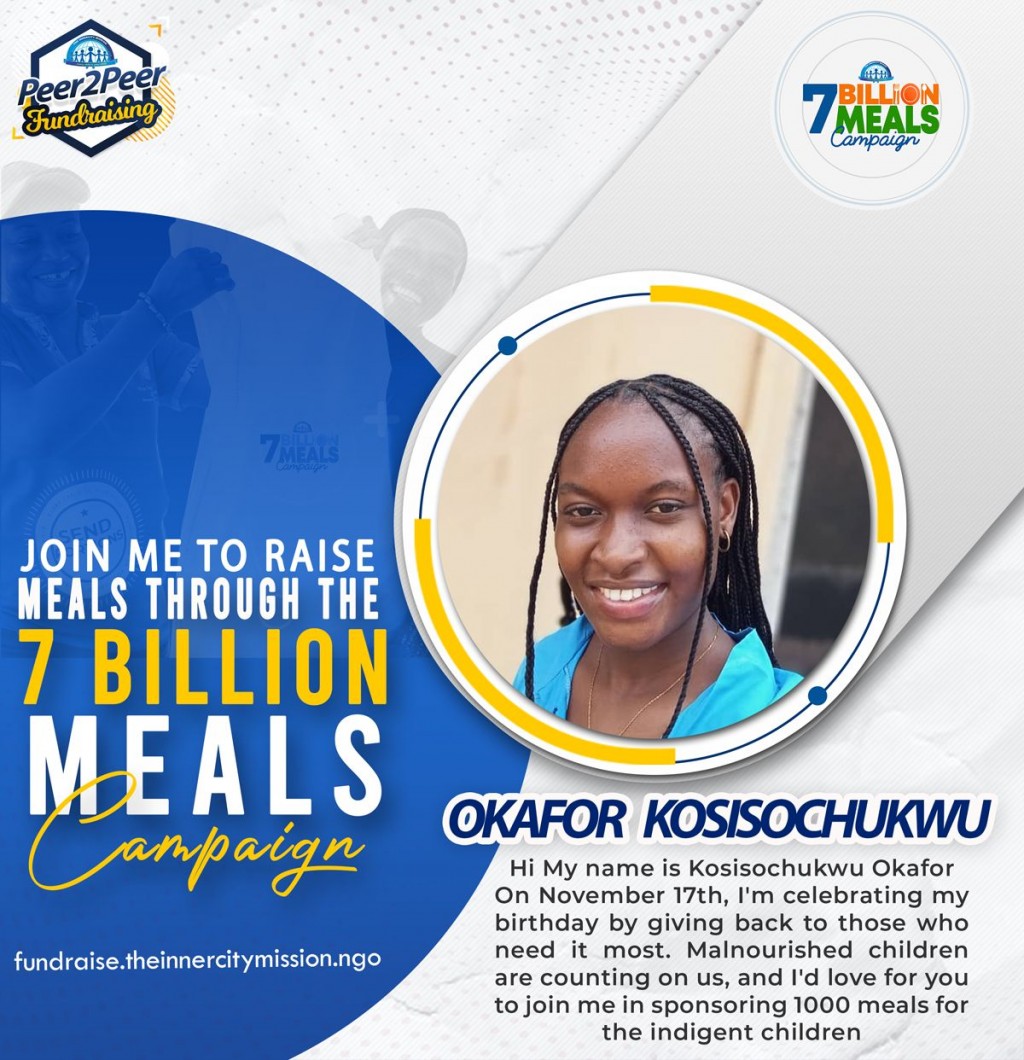 JOIN ME IN SPONSORING 1000 MEALS FOR THE INDIGENT CHILDREN
