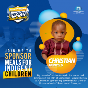TURNING 2 IN STYLE! SPONSOR MEALS FOR 200 POOR CHILDREN WITH ME