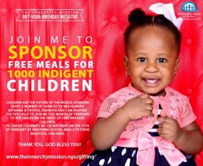Join Me To Sponsor Free Meals For 1,000 Indigent Children