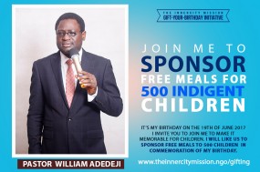 JOIN ME TO SPONSOR FREE MEALS FOR 500 INDIGENT CHILDREN