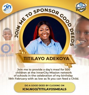 JOIN ME TO SPONSOR MEALS FOR 500 CHILDREN 