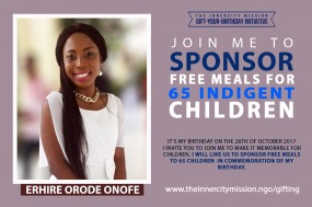 Join Me To Sponsor Free Meals For 65 Indigent Children